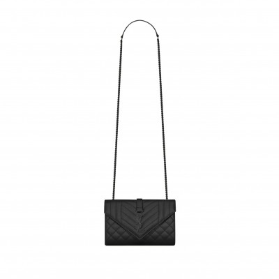 YSL ENVELOPE SMALL IN QUILTED GRAIN DE POUDRE EMBOSSED LEATHER 600195BOW981000 (21*13*6cm)